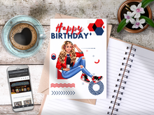 Load image into Gallery viewer, Teen Happy Birthday Card Red/Blue