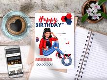 Load image into Gallery viewer, Teen Happy Birthday Card Red/Blue