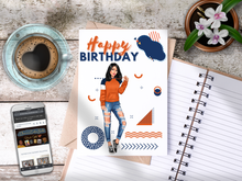 Load image into Gallery viewer, Teen Happy Birthday Card Blue/Orange