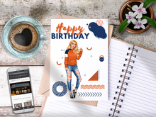 Load image into Gallery viewer, Teen Happy Birthday Card Blue/Orange
