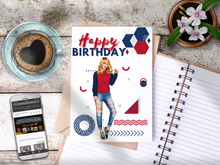 Load image into Gallery viewer, Teen Happy Birthday Card Red/Blue