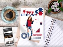 Load image into Gallery viewer, Teen Happy Birthday Card Red/Blue