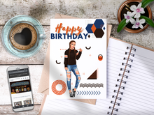 Load image into Gallery viewer, Teen Happy Birthday Card Orange/Brown/Blue
