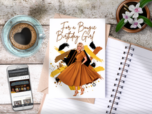 Load image into Gallery viewer, For a Bougie Birthday Girl Card Golden/Brown