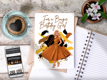 Load image into Gallery viewer, For a Bougie Birthday Girl Card Golden/Brown