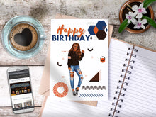 Load image into Gallery viewer, Teen Happy Birthday Card Orange/Brown/Blue