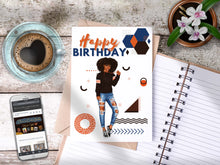 Load image into Gallery viewer, Teen Happy Birthday Card Orange/Brown/Blue