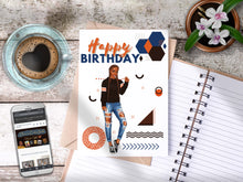 Load image into Gallery viewer, Teen Happy Birthday Card Orange/Brown/Blue