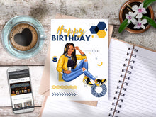 Load image into Gallery viewer, Teen Happy Birthday Card Yellow/Blue