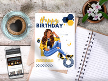 Load image into Gallery viewer, Teen Happy Birthday Card Yellow/Blue