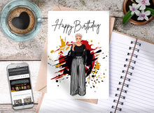 Load image into Gallery viewer, Happy Birthday Card -- Black and Red