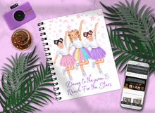 Load image into Gallery viewer, Dance to the Moon &amp; Reach for the Stars - Pink - Lined Notebook
