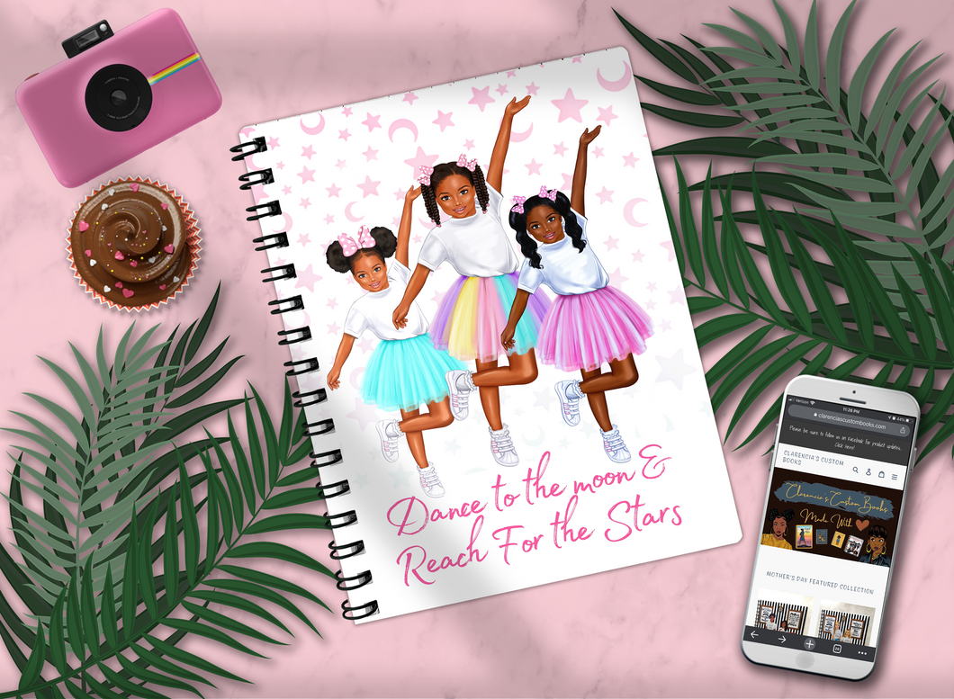 Dance to the Moon & Reach for the Stars - Pink - Lined Notebook